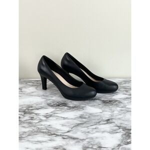 Clarks Women's Adriel Viola Black Leather Pump Heel Size 10M 26129359 Comfort